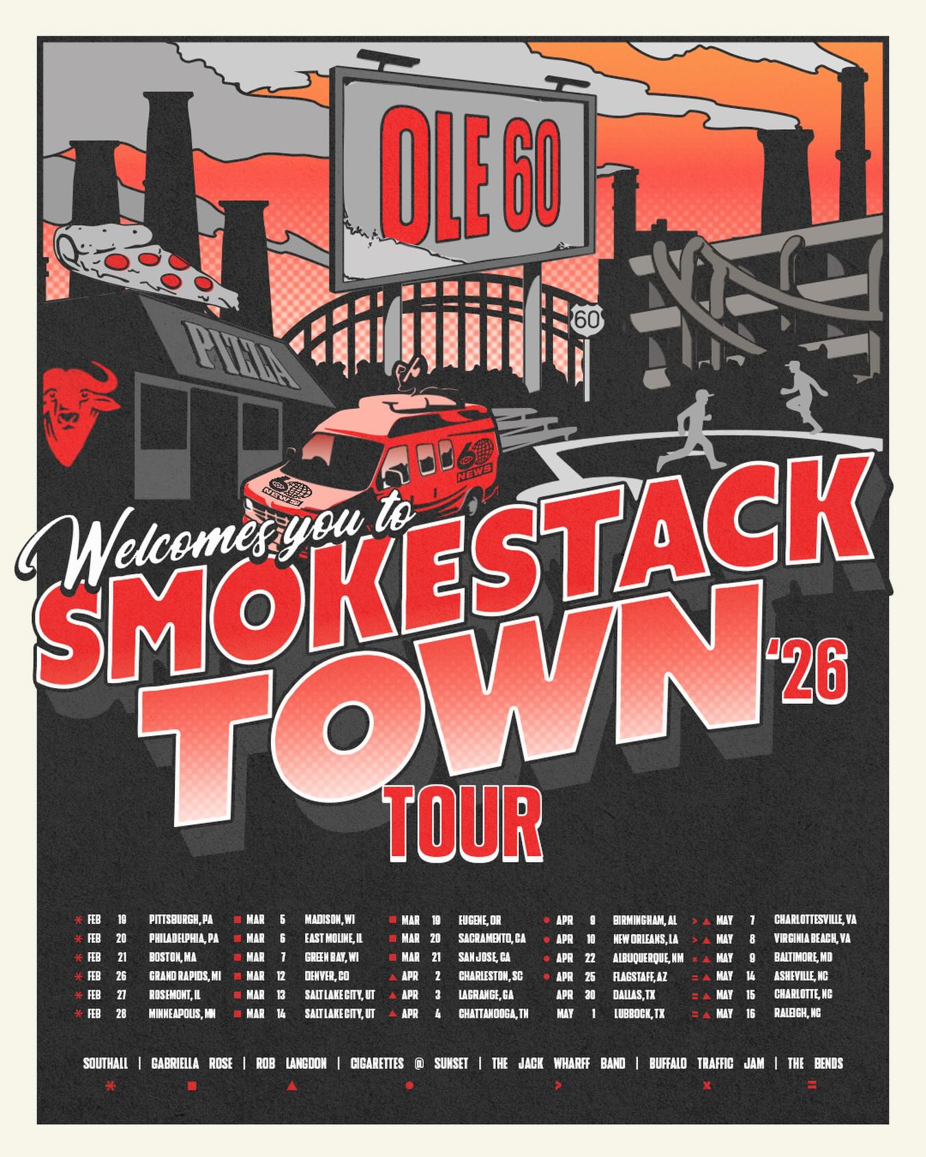 Ole 60 Smokestack Town Tour Tour Poster 2026